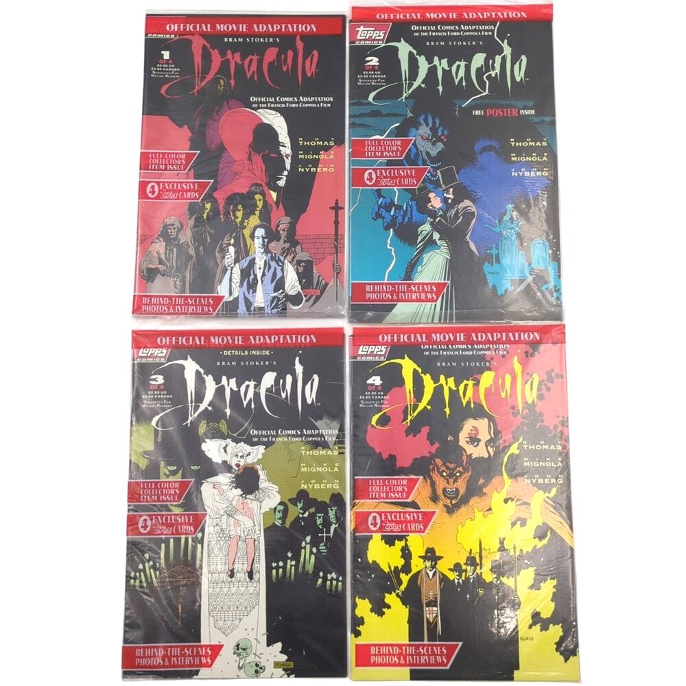 Bram Stoker's Dracula Comic Lot 4 Issues #1-4 Topps Comics 1992 Mignola Sealed